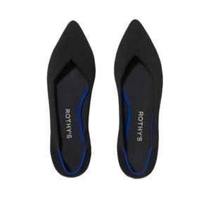 Rothy black solid point slip on flats worn once 8.5
